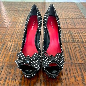 Nine West platform polka dot heels size 8.5